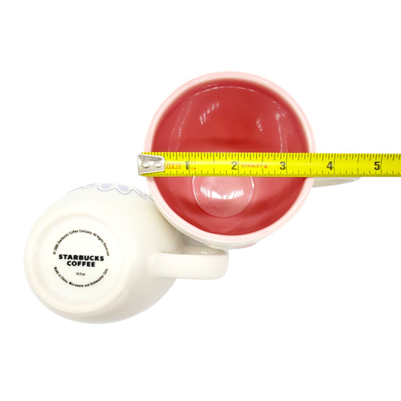 Two Starbucks 2006 Pink Tulip Purple Daisy Dimensional Floral 14oz Coffee Mugs - Picture 6 of 7